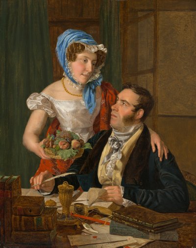 De cartograaf professor Josef Jüttner en zijn vrouw, 1824 door Ferdinand Georg Waldmuller