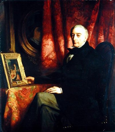Portret van de kunstverzamelaar Nicolaus Hudtwalcker, 1852 door Ferdinand Heilbuth