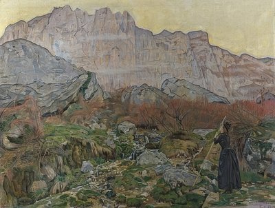 De visie (berglandschap) door Ferdinand Hodler