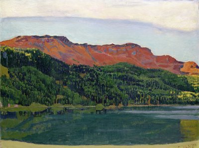 Meer Silvaplana met Piz Corvatsch door Ferdinand Hodler