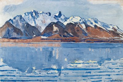 Meer Thun met Stockhorn Range, c. 1913 door Ferdinand Hodler
