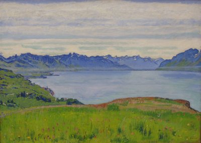 Landschap aan het Meer van Genève met uitzicht richting Wallis door Ferdinand Hodler