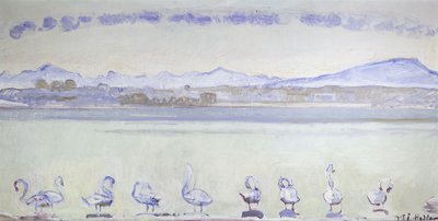 Negen zwanen voor een berglandschap, 1915 door Ferdinand Hodler