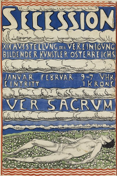 Poster voor de Wenen Secession Tentoonstelling door Ferdinand Hodler