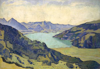 Uitzicht op het meer van Thun vanaf Breitlauenen, 1906 door Ferdinand Hodler