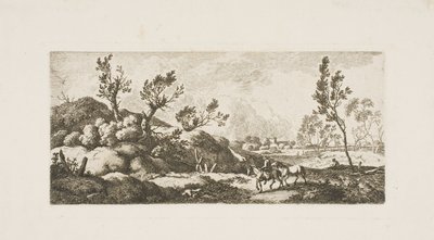 Landschap - Jongen met Paard door Ferdinand Kobell