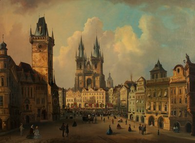 Het Oude Stadsplein in Praag door Ferdinand Lepie