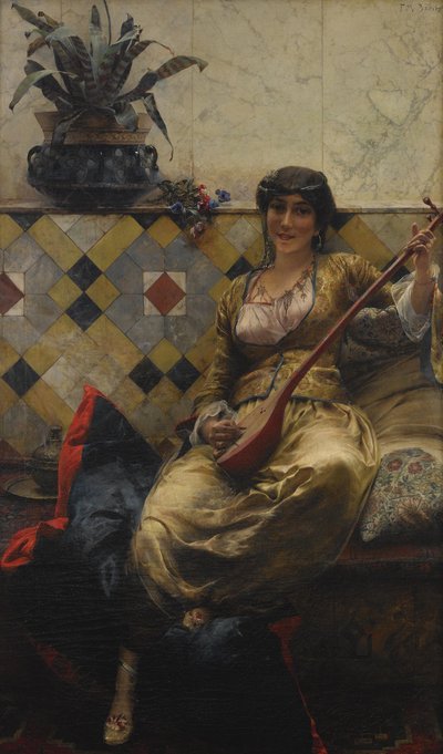 Serenade in de harem door Ferdinand Max Bredt