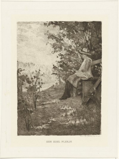 Lezend jongetje op een bank door Ferdinand Oldewelt
