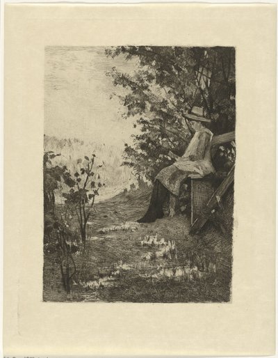 Lezend jongetje op een bank door Ferdinand Oldewelt