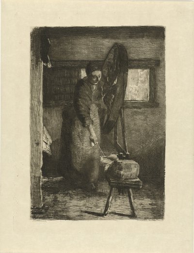 Spinster aan het werk door Ferdinand Oldewelt