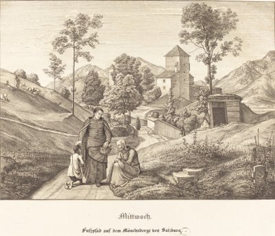 Woensdag - Voetpad op de Mönchsberge bij Salzburg door Ferdinand Olivier
