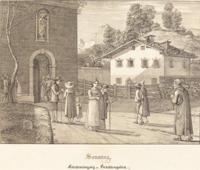 Zondag - Naar de kerk bij Berchtesgaden door Ferdinand Olivier