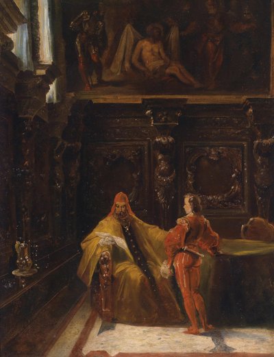 Interieur van Scuola di San Rocco, Venetië door Ferdinand Petzl