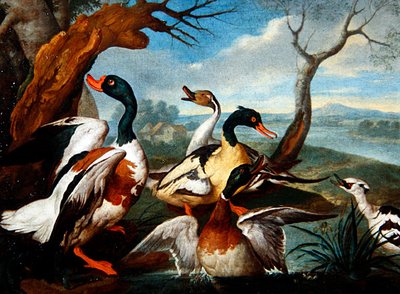 Eenden in een Rivierlandschap door Ferdinand Phillip de Hamilton