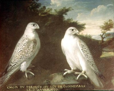 Paar Giervalken in een Landschap door Ferdinand Phillip de Hamilton