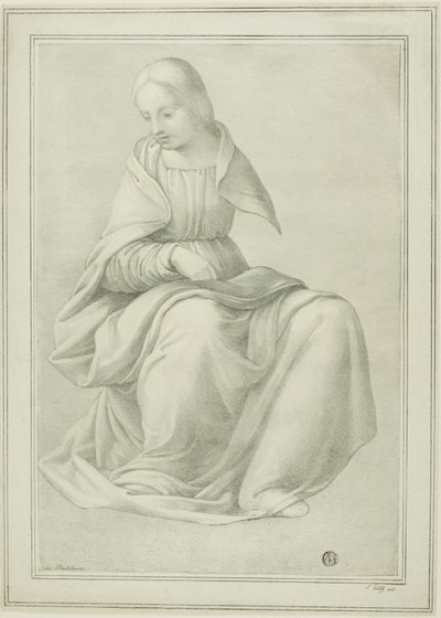 Studie voor zittende figuur van een vrouw door Ferdinand Piloty