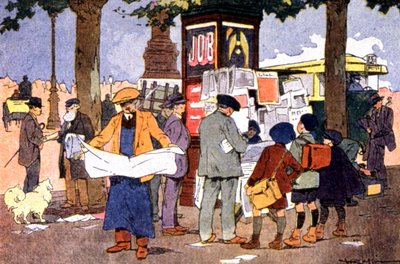 Krantenkiosk op het Bastilleplein, ca. 1910 door Ferdinand Raffin