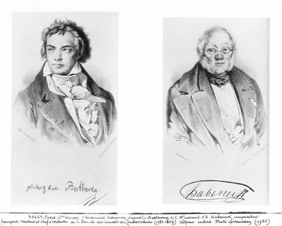 Ludwig van Beethoven (1770-1827) en Francois-Antoine Habeneck (1781-1849) door Ferdinand Schimon