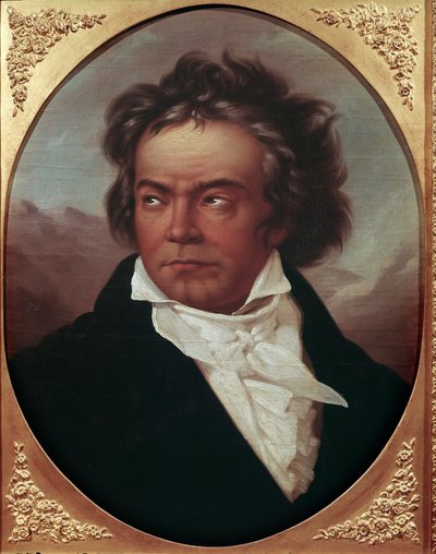 Portret van de Duitse componist Ludwig van Beethoven op 49-jarige leeftijd door Ferdinand Schimon