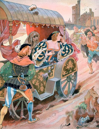 Aanval op een koets, Quai de Nesles, Regering van Frans I door Ferdinand Sigismund Bac