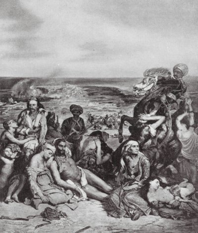 De slachtingen op Chios door Ferdinand Victor Eugene (after) Delacroix