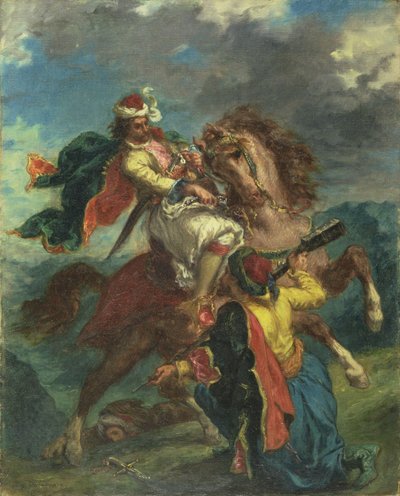 Een Turk Geeft Zich Over aan een Griekse Ruiter door Ferdinand Victor Eugene Delacroix