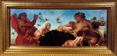 Landbouw: een moeder die haar kinderen borstvoeding geeft door Ferdinand Victor Eugene Delacroix