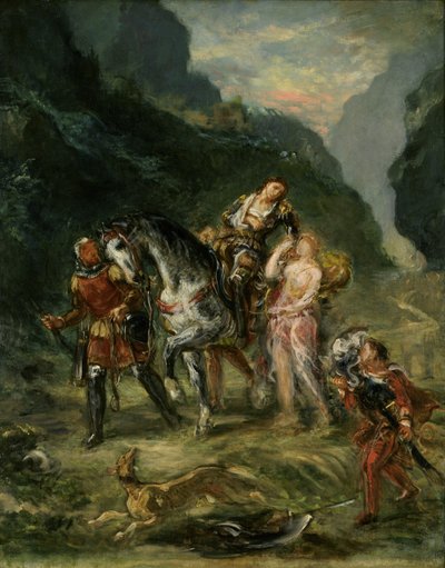 Angelica en de gewonde Medoro, ca. 1860 door Ferdinand Victor Eugene Delacroix