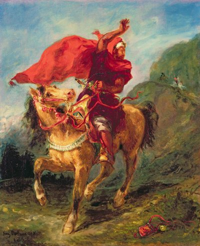 Arabische Ruiter die een Signaal Geeft door Ferdinand Victor Eugene Delacroix