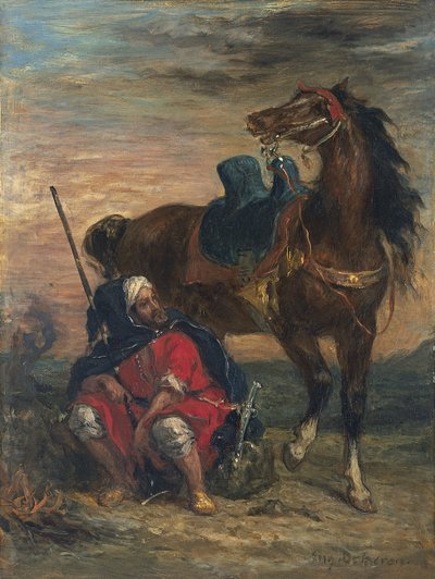 Arabische ruiter door Ferdinand Victor Eugene Delacroix