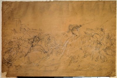 Slagveldscène door Ferdinand Victor Eugene Delacroix