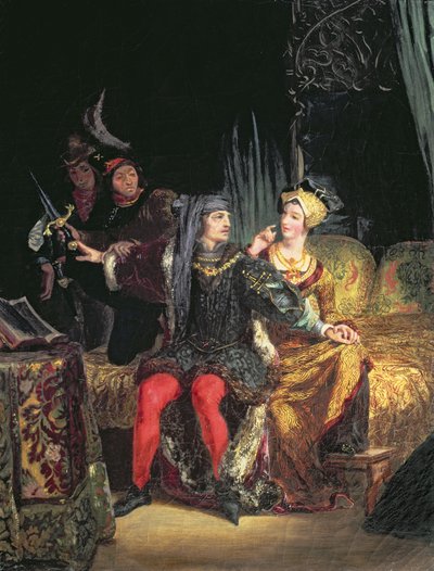 Karel VI (1380-1422) en Odette de Champdivers, c.1824-26 door Ferdinand Victor Eugene Delacroix