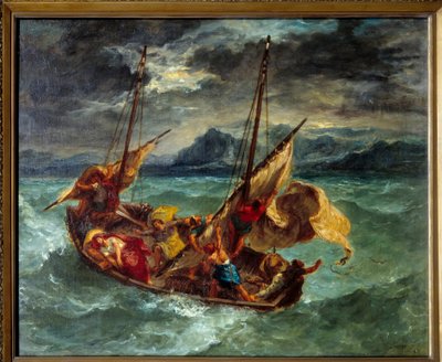 Christus op het Meer van Genesareth. door Ferdinand Victor Eugene Delacroix
