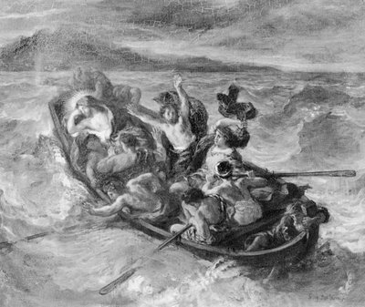 Christus op de Zee van Galilea, 1853 (zw foto) door Ferdinand Victor Eugene Delacroix