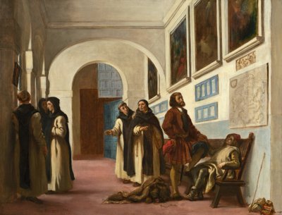 Christopher Columbus en zijn zoon in La Rábida door Ferdinand Victor Eugene Delacroix