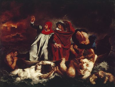 De boot van Dante, uit Divina Commedia door Dante Alighieri door Ferdinand Victor Eugene Delacroix