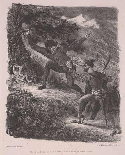 Faust en Mephistopheles in de Harz door Ferdinand Victor Eugene Delacroix