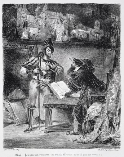 Eerste ontmoeting tussen Faust en Mephistopheles: 