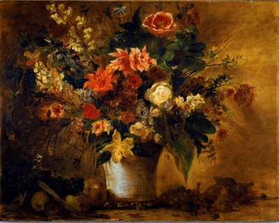 Bloemen en fruit door Ferdinand Victor Eugene Delacroix