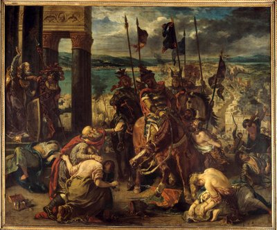 Vierde kruistocht: De verovering van Constantinopel door de kruisvaarders op 12/04/1204 door Ferdinand Victor Eugene Delacroix
