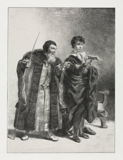 Hamlet: Polonius en Hamlet, 1834 door Ferdinand Victor Eugene Delacroix