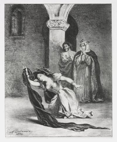 Hamlet: Het gezang van Ophelia door Ferdinand Victor Eugene Delacroix