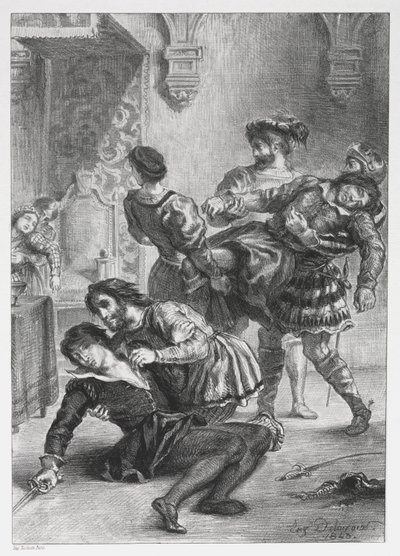 Hamlet: De Dood van Hamlet, 1843 door Ferdinand Victor Eugene Delacroix
