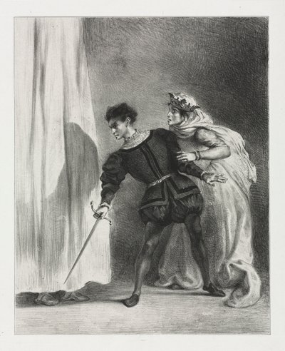Hamlet: De moord op Polonius, 1834 door Ferdinand Victor Eugene Delacroix