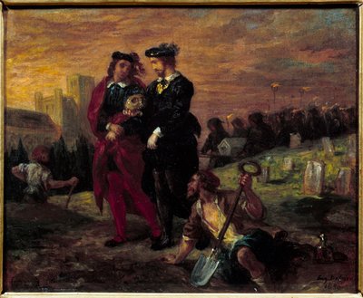 Hamlet en Horatio op het kerkhof. Act V van William Shakespeare