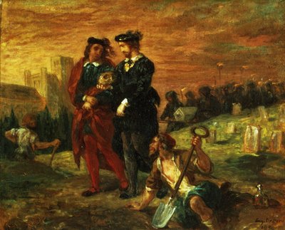 Hamlet en Horatio op het kerkhof, uit Act V van Hamlet door William Shakespeare, 1859 door Ferdinand Victor Eugene Delacroix