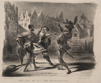 Illustraties voor Faust: Duel van Faust en Valentin, 1828 door Ferdinand Victor Eugene Delacroix