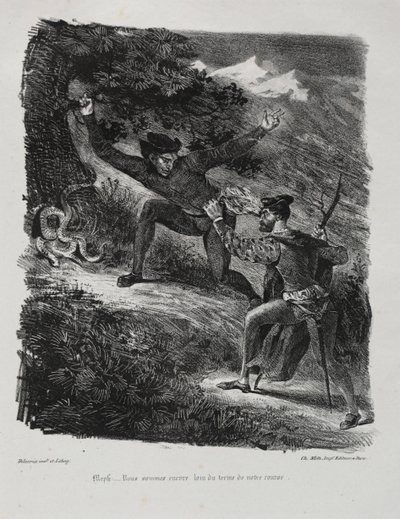 Illustraties voor Faust: Faust en Méphistophélès in de bergen van de Harz, 1828 door Ferdinand Victor Eugene Delacroix