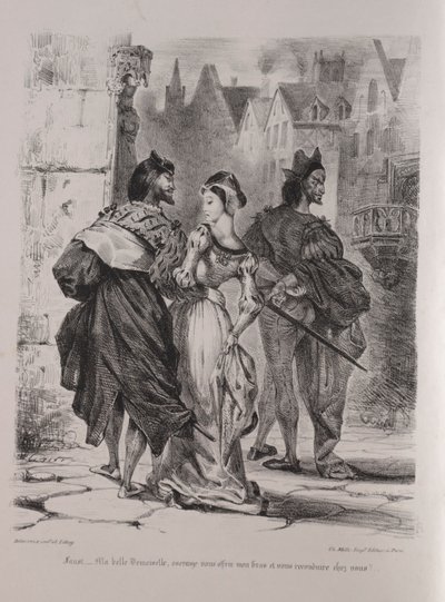 Illustraties voor Faust: Faust probeert Marguerite te verleiden, 1828 door Ferdinand Victor Eugene Delacroix